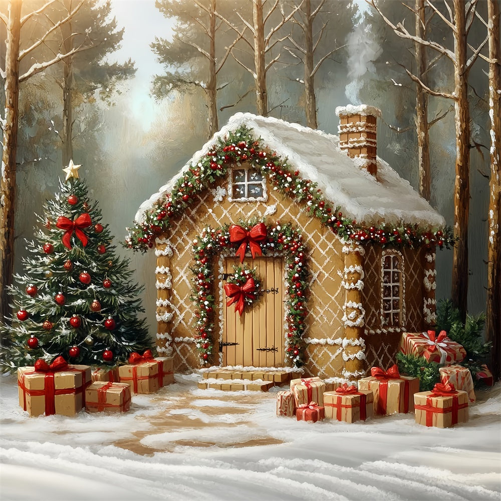 Toile de fond photo Noël Chalet Sucré Givré CSH6-277