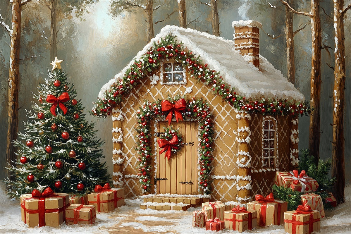 Toile de fond photo Noël Chalet Sucré Givré CSH6-277