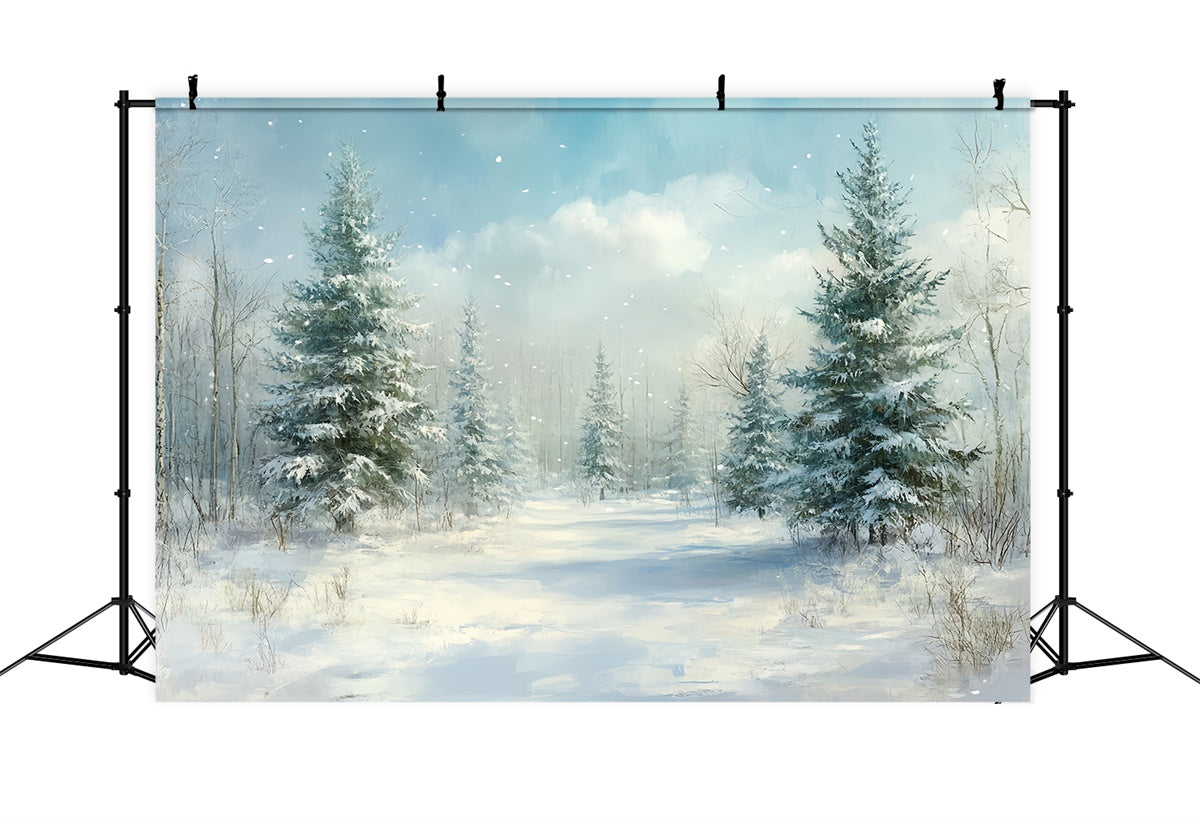 Toile de fond Noël Forêt Hivernale Paisible CSH6-286