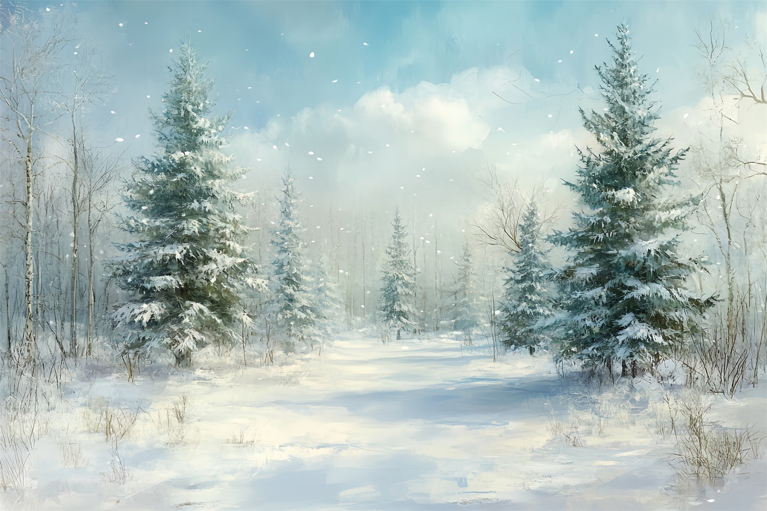 Toile de fond Noël Forêt Hivernale Paisible CSH6-286