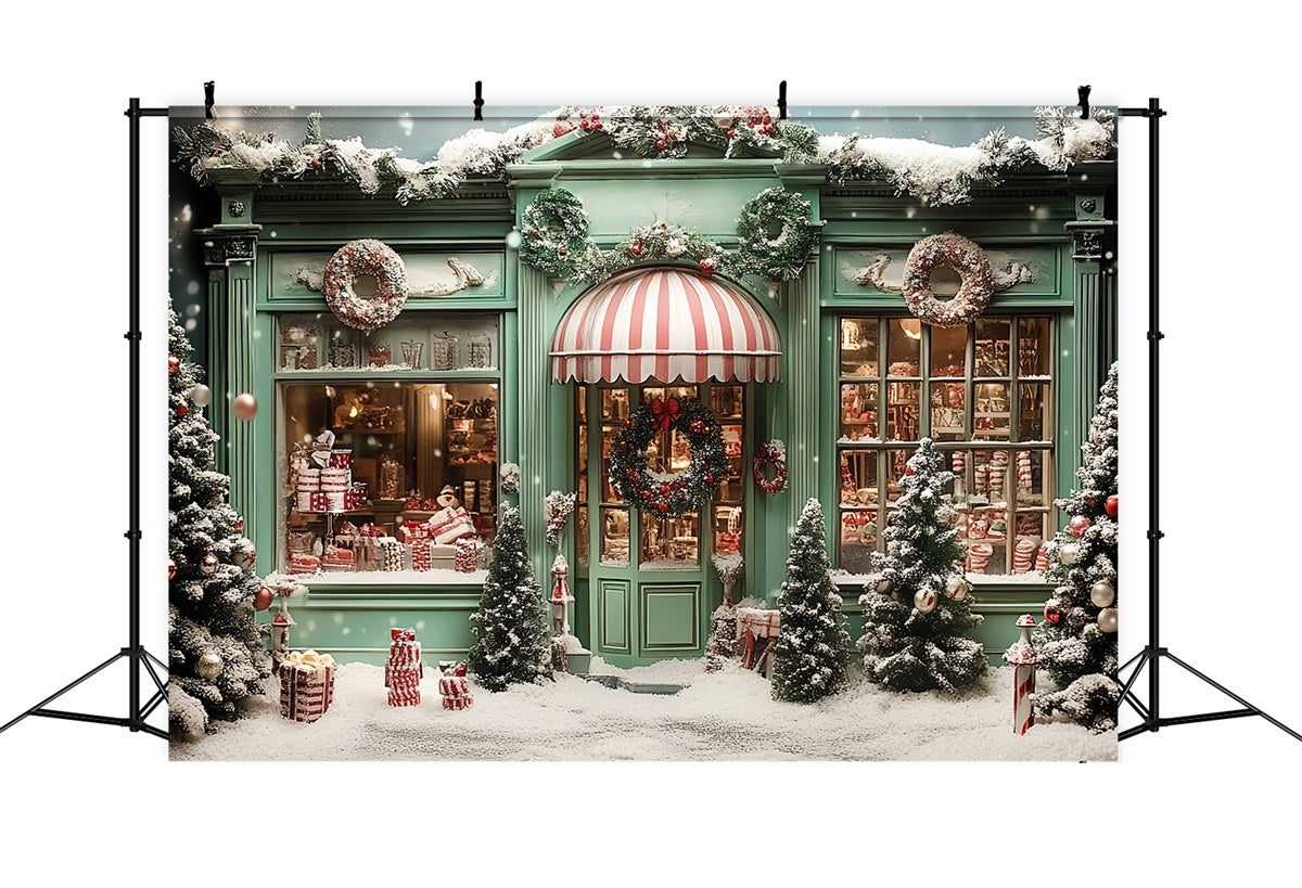 Toile de fond Noël Boutique Verte de Noël CSH6-289