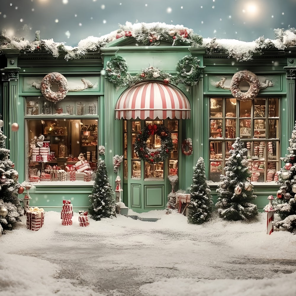 Toile de fond Noël Boutique Verte de Noël CSH6-289