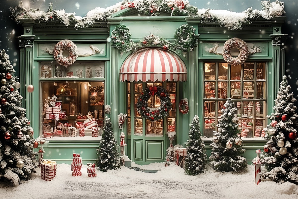 Toile de fond Noël Boutique Verte de Noël CSH6-289