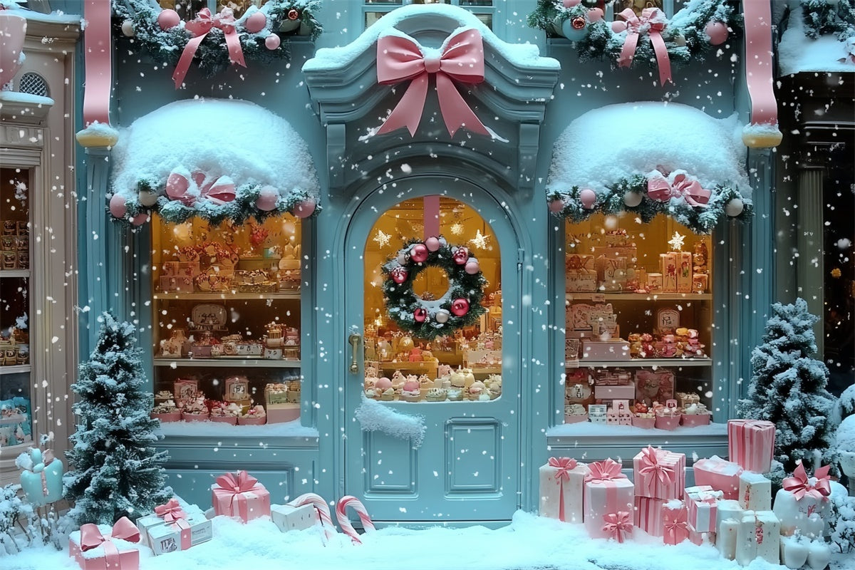 Toile de fond photo Noël Maison de Cadeaux Pastel CSH6-290