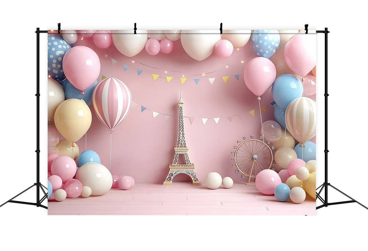 Toile de fond Photo Anniversaire Bébé Fille Fantaisie Paris Douceur CSH6-295