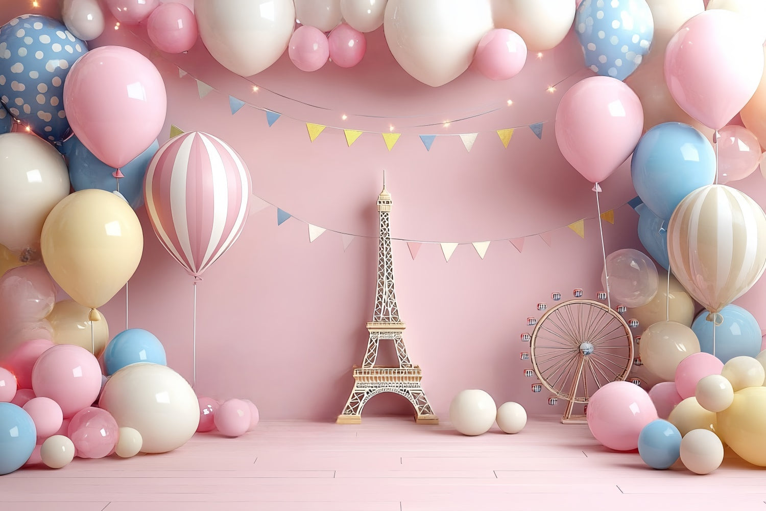 Toile de fond Photo Anniversaire Bébé Fille Fantaisie Paris Douceur CSH6-295