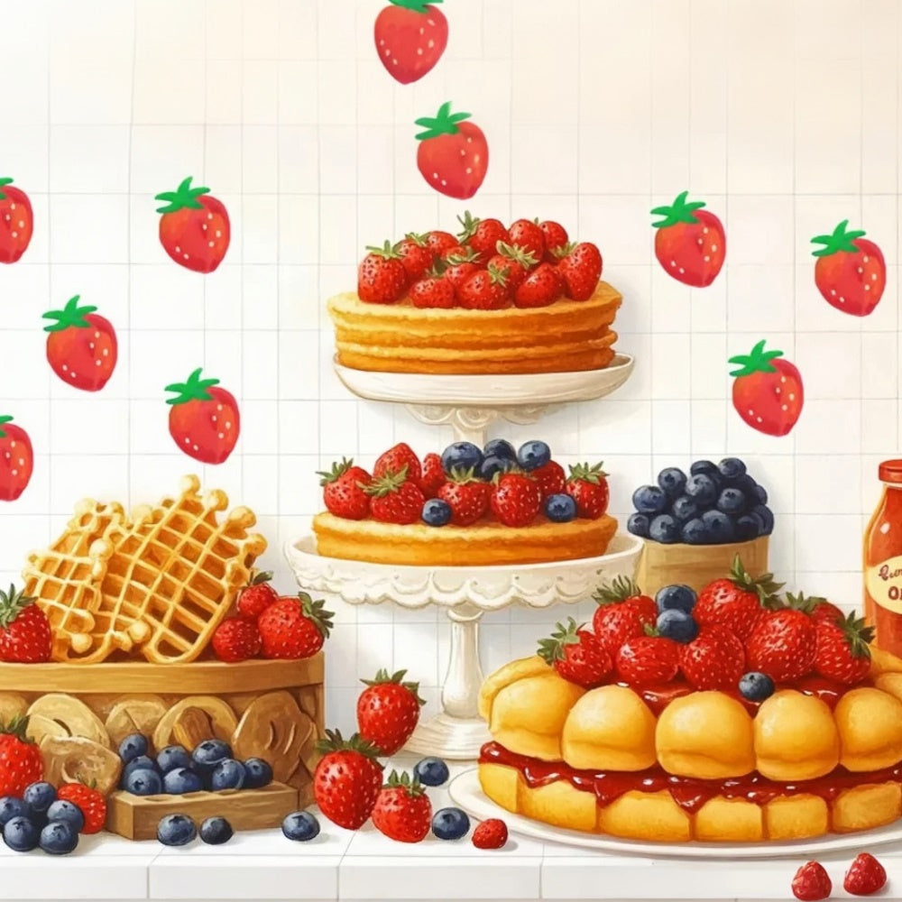 Toile de fond Cake Smash Délice Fraise Gaufre CSH6-300