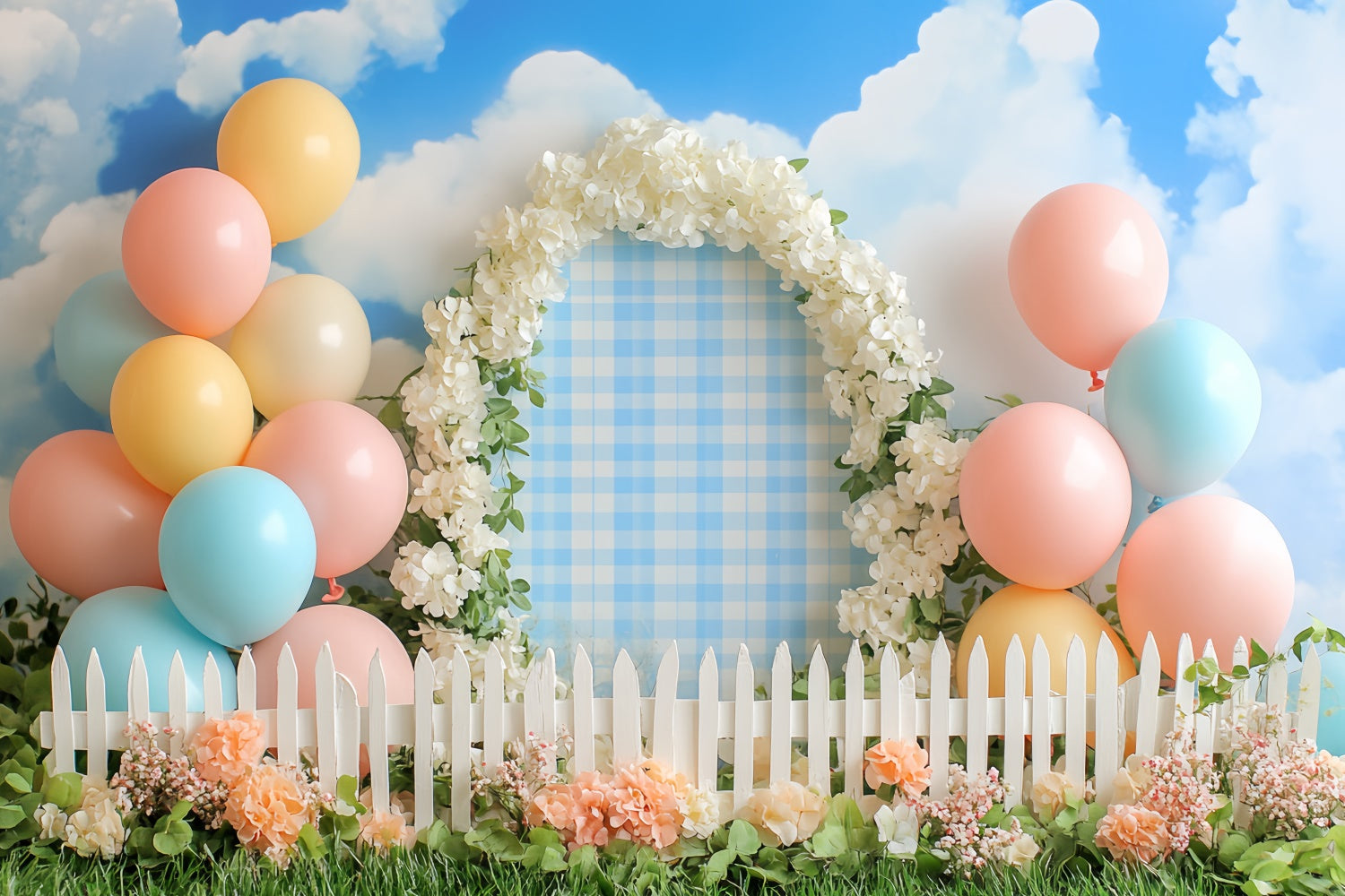 Toile de fond Photo Gâteau Smash Prairie Pastel Ballons CSH6-304