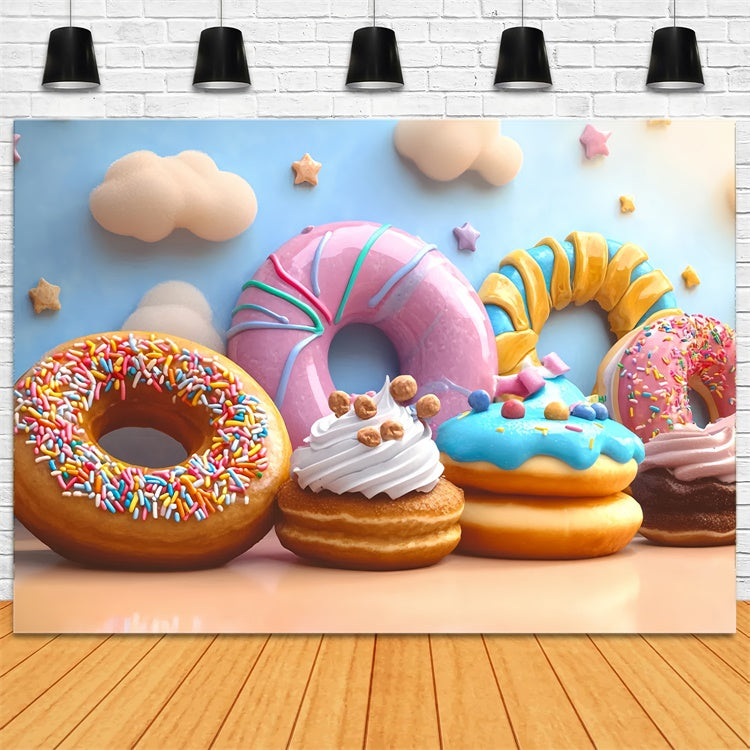 Toile de fond Cake Smash Nuage Sucré Beignet CSH6-307