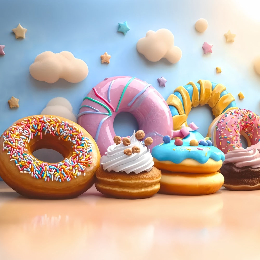 Toile de fond Cake Smash Nuage Sucré Beignet CSH6-307