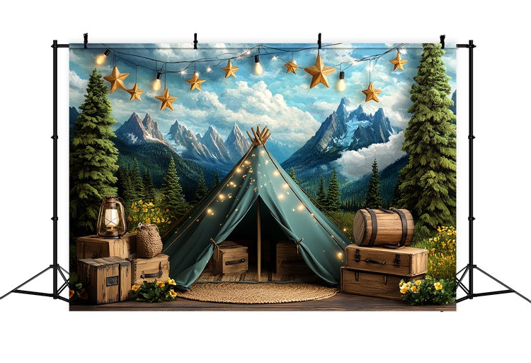 Toile de fond Photo Gâteau Smash Campement Étoilé Montagne CSH6-308