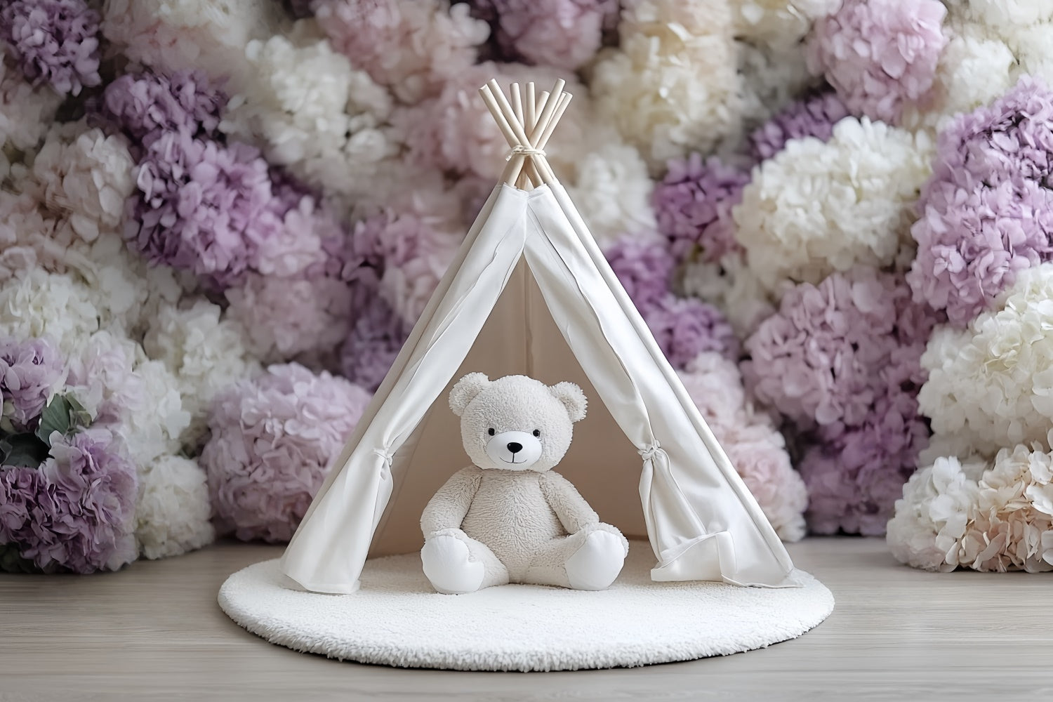 Toile de fond Cake Smash Tente Fleurie et Ourson Douillet CSH6-325