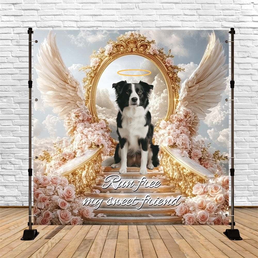 Toile de fond Commémorative Idées Chiot Ange Liberté Personnalisée CSH6-343