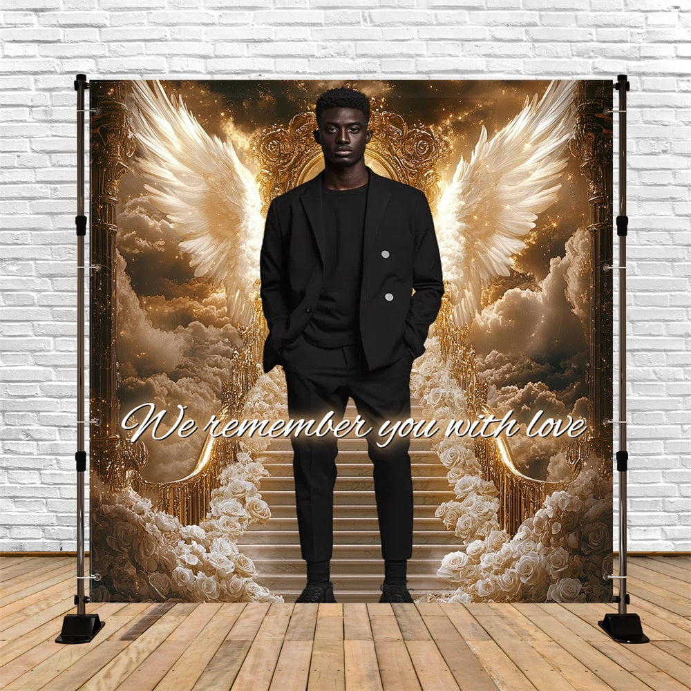 Toile de fond Hommage Idées Hommage Ciel Doré Personnalisée CSH6-352