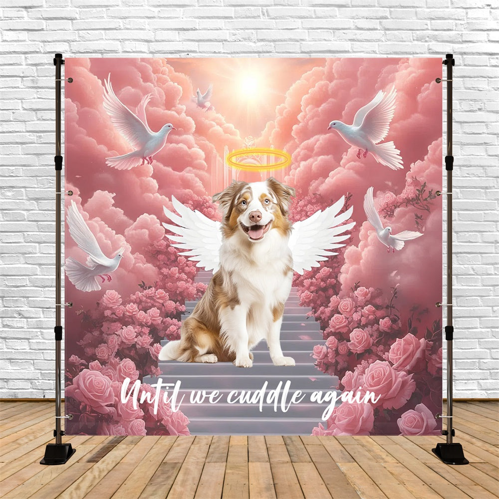Toile de fond Hommage Nuage Rose Adieu Chiot Personnalisée CSH6-356