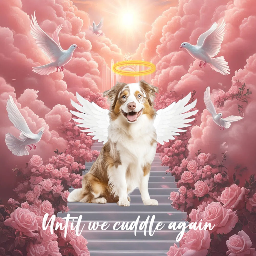 Toile de fond Hommage Nuage Rose Adieu Chiot Personnalisée CSH6-356
