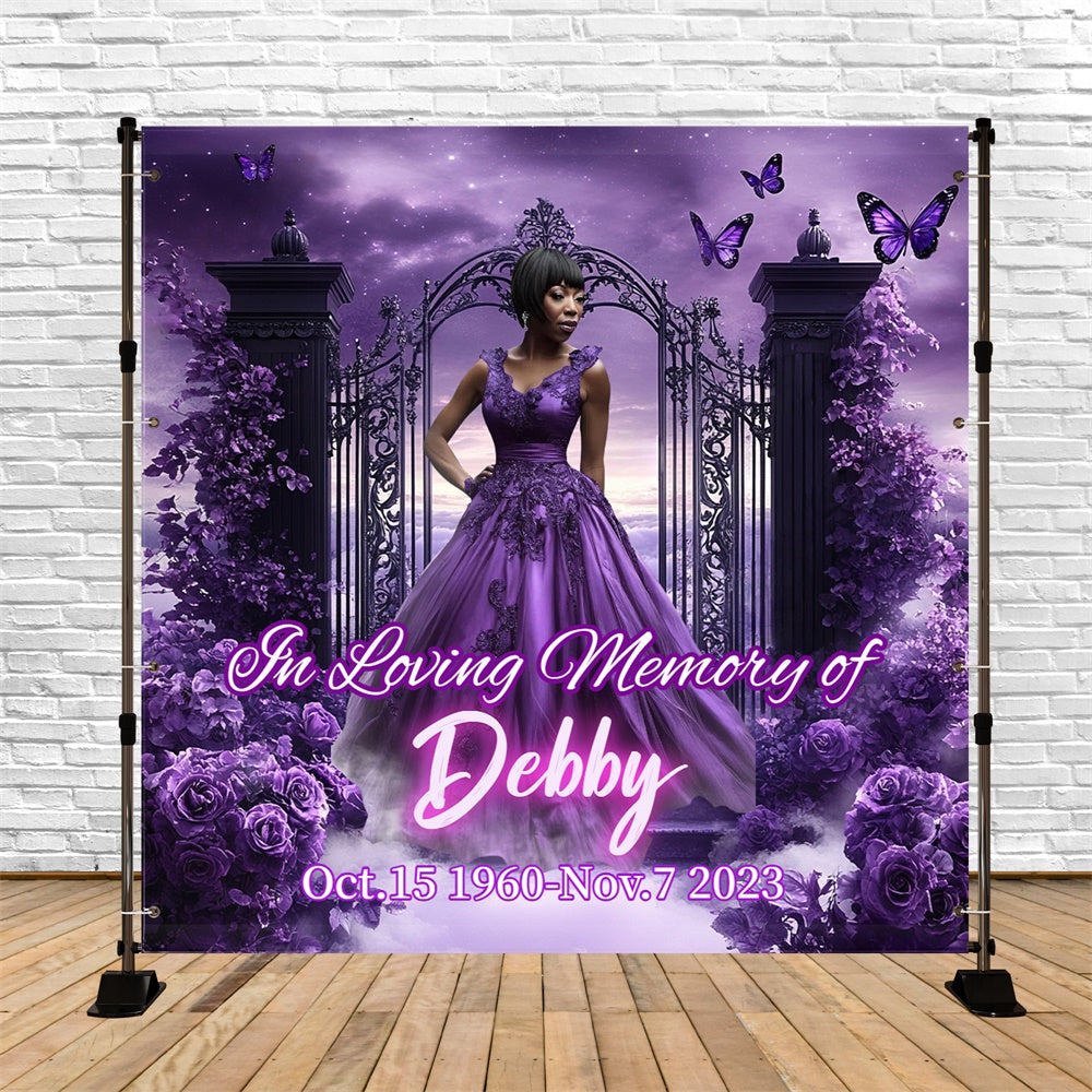 Toile de fond Hommage Idées Ange Fleurs Violettes Personnalisée CSH6-360