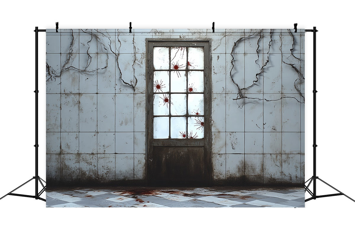 Toile de fond Photo Halloween Mur Fissuré Porte Effrayante CSH6-67