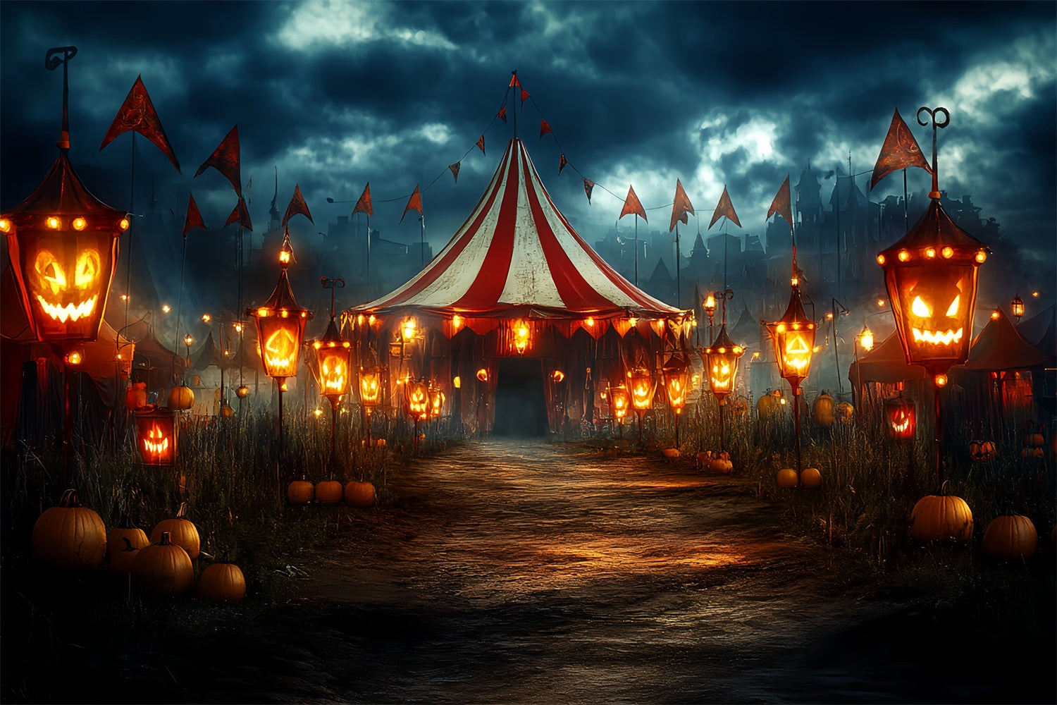 Toile de fond Image Halloween Cirque Hanté Lanterne CSH6-70