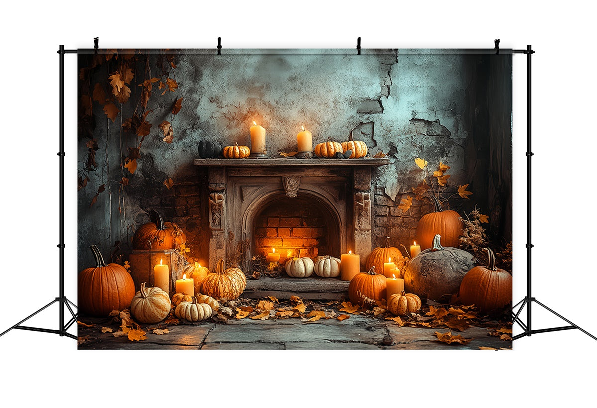 Toile de fond Photo Halloween Récolte Hantée Cheminée CSH6-73