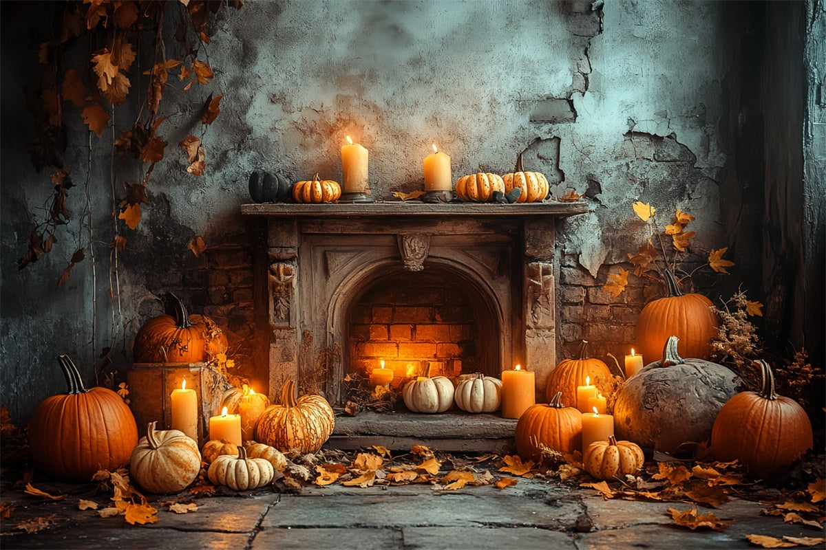 Toile de fond Photo Halloween Récolte Hantée Cheminée CSH6-73