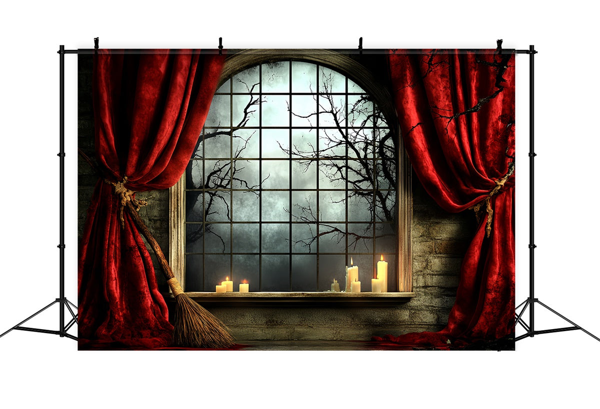 Toile de fond Image Halloween Fenêtre Nuit Clair de Lune CSH6-74