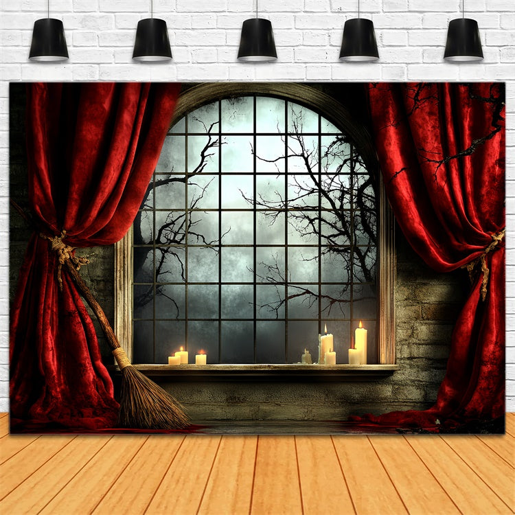 Toile de fond Image Halloween Fenêtre Nuit Clair de Lune CSH6-74