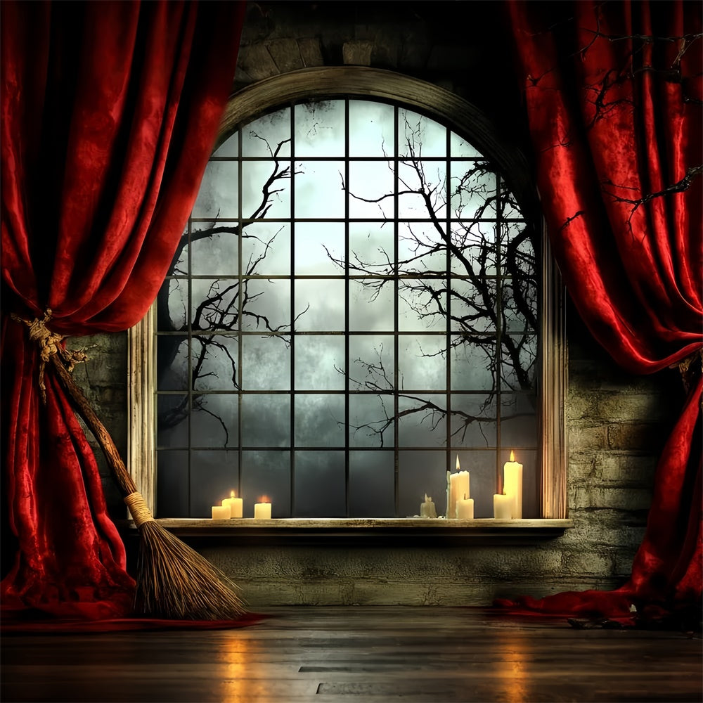 Toile de fond Image Halloween Fenêtre Nuit Clair de Lune CSH6-74
