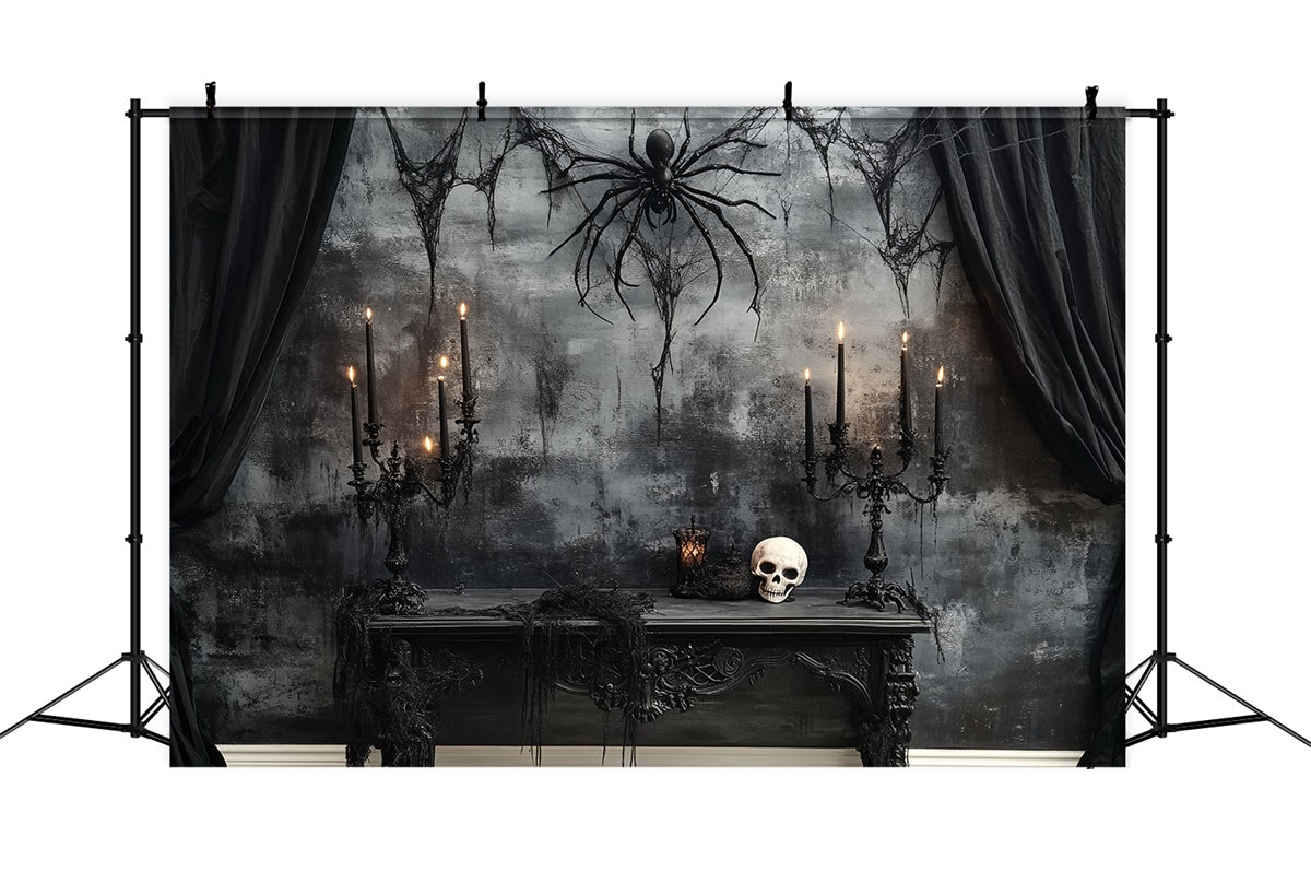Toile de fond Halloween Effrayant Crâne Araignée Autel de Minuit CSH6-77