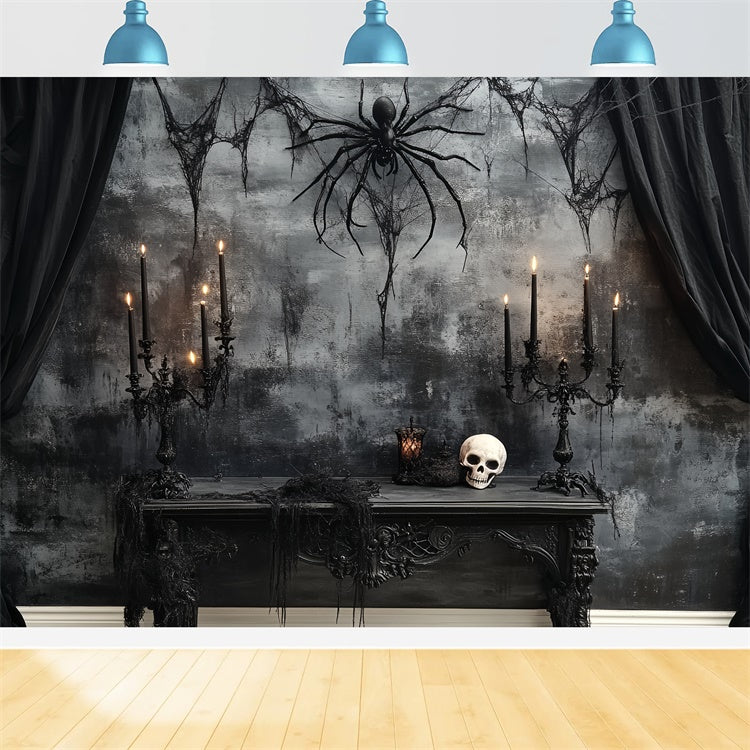 Toile de fond Halloween Effrayant Crâne Araignée Autel de Minuit CSH6-77