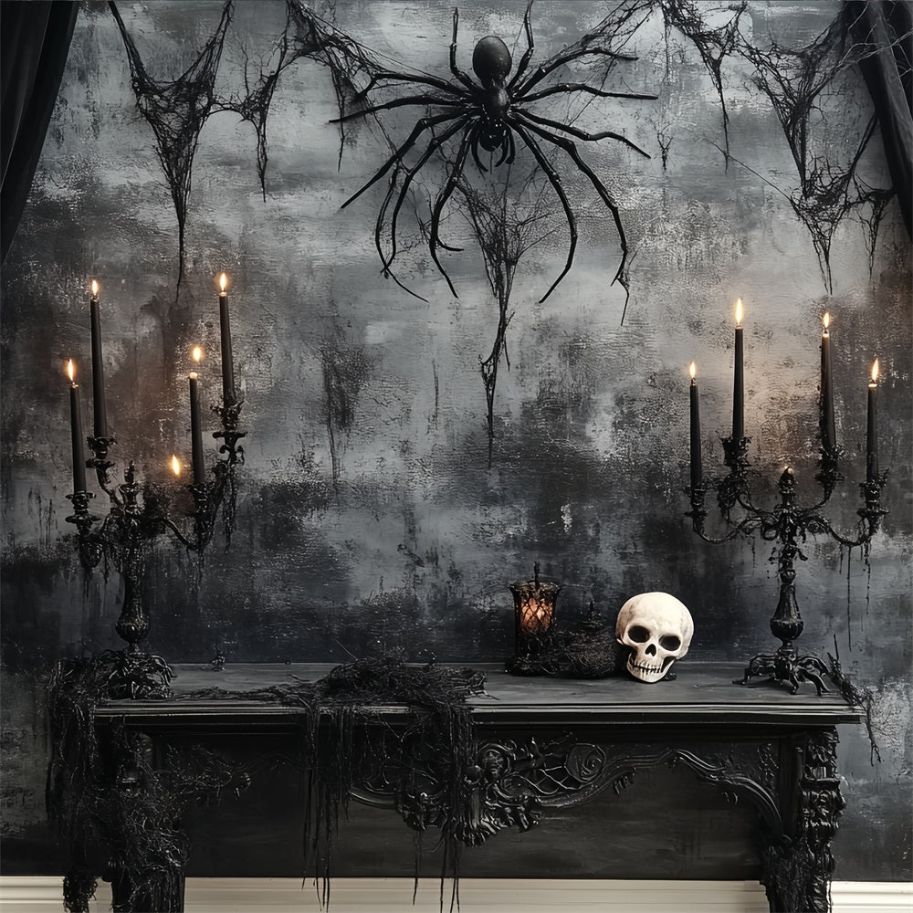 Toile de fond Halloween Effrayant Crâne Araignée Autel de Minuit CSH6-77
