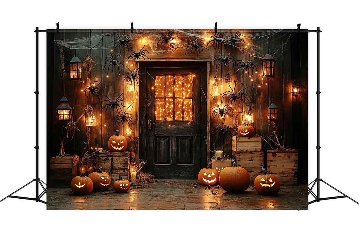 Toile de fond Halloween Porche Effrayant Lanterne Araignée CSH6-80