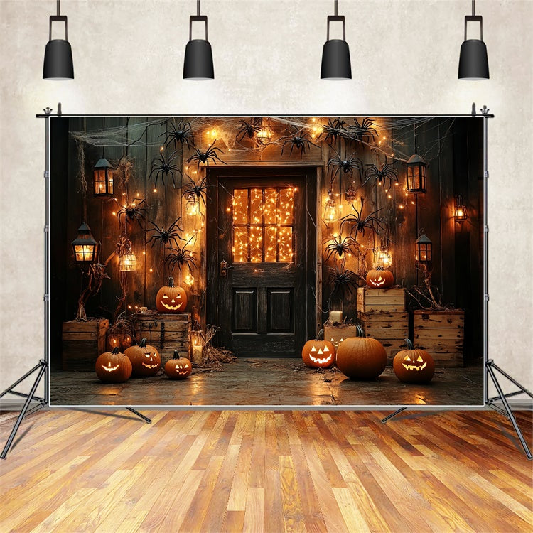 Toile de fond Halloween Porche Effrayant Lanterne Araignée CSH6-80