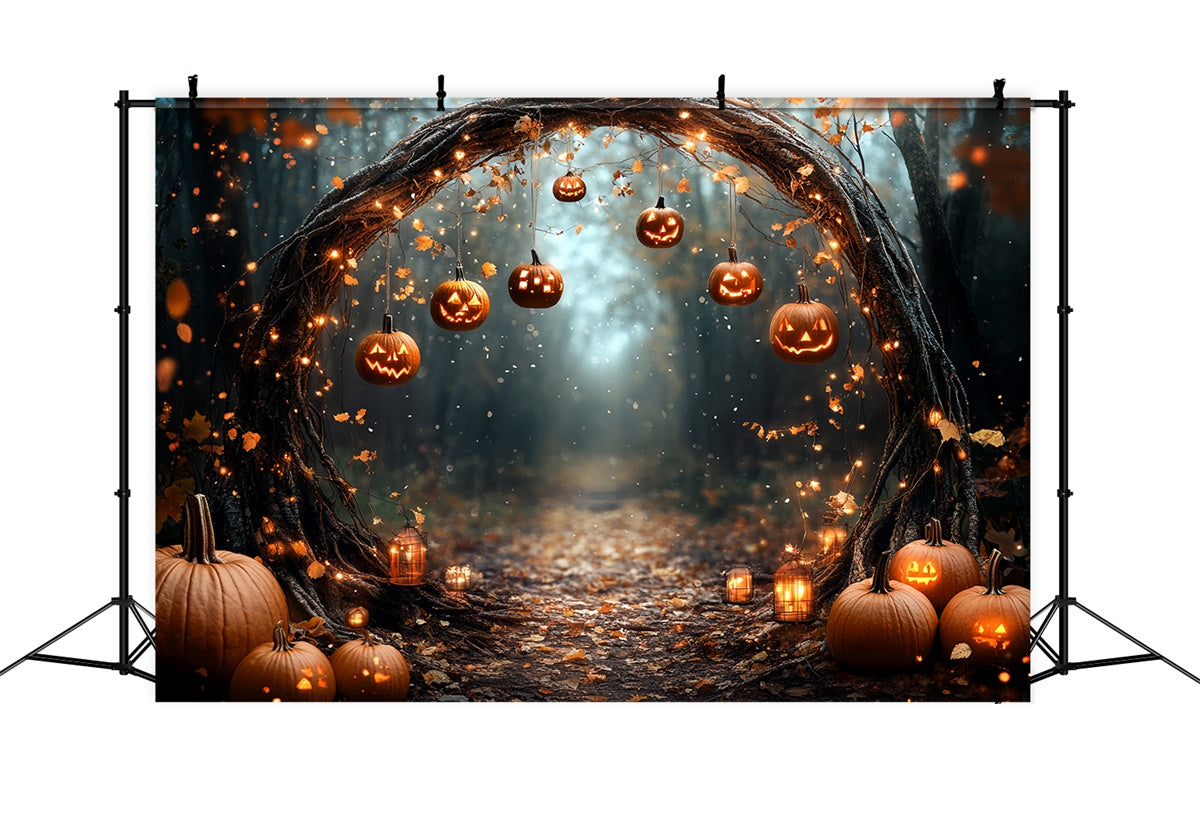 Toile de fond Forêt Magique Arche de Citrouille Enchantée Halloween CSH6-82