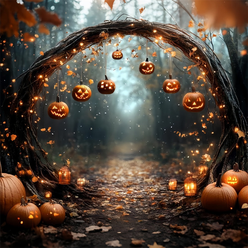 Toile de fond Forêt Magique Arche de Citrouille Enchantée Halloween CSH6-82
