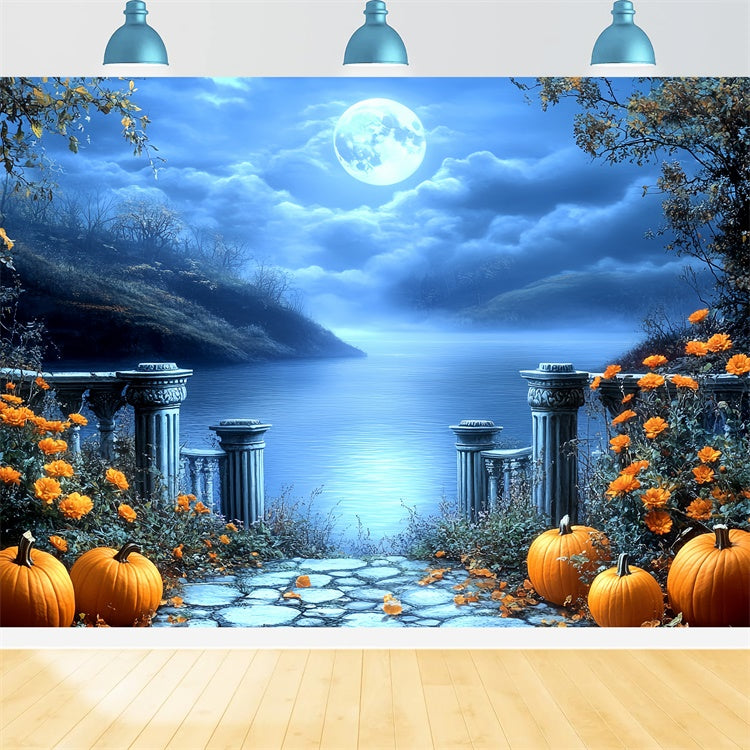 Toile de fond Photographie Halloween Lac Gothique Clair de Lune CSH6-85