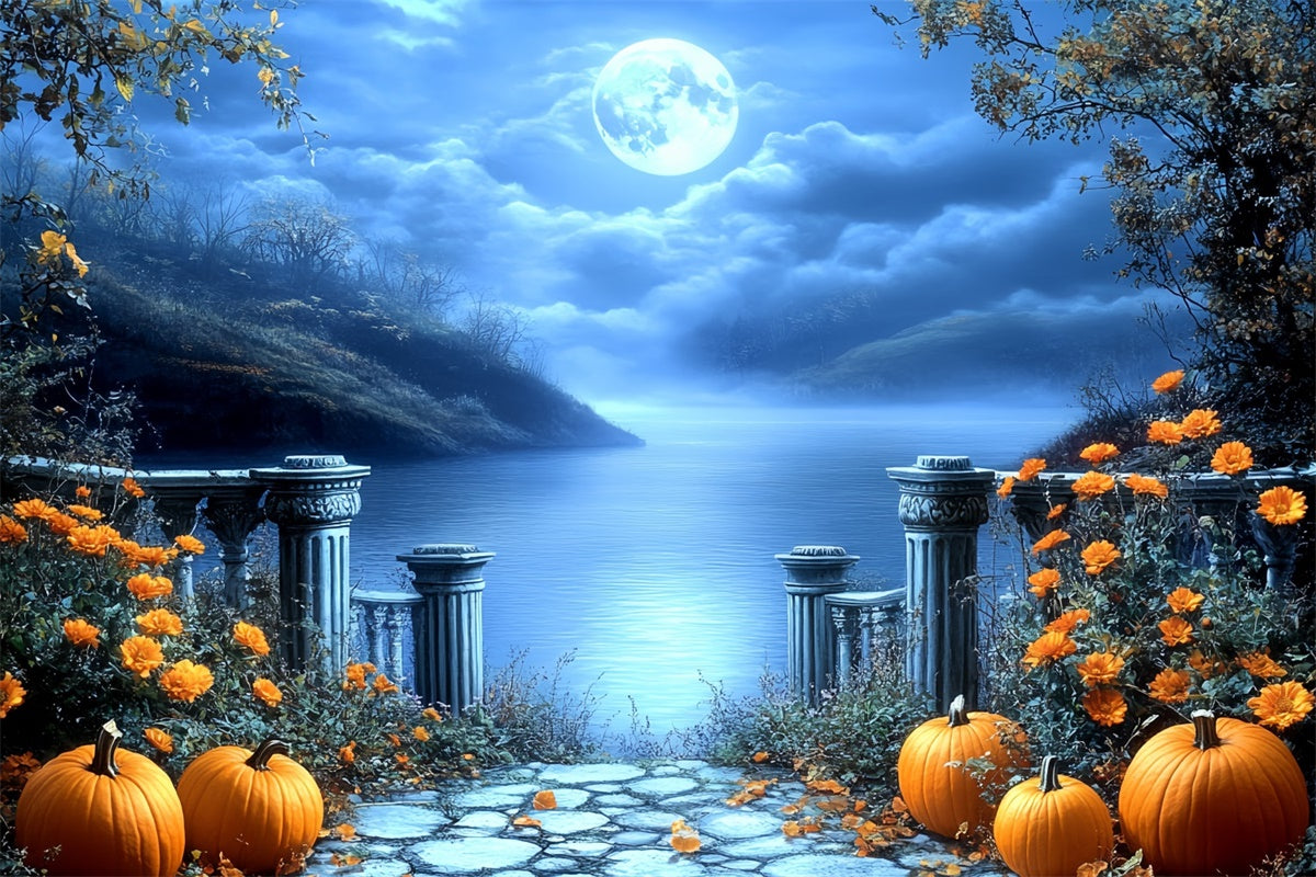 Toile de fond Photographie Halloween Lac Gothique Clair de Lune CSH6-85
