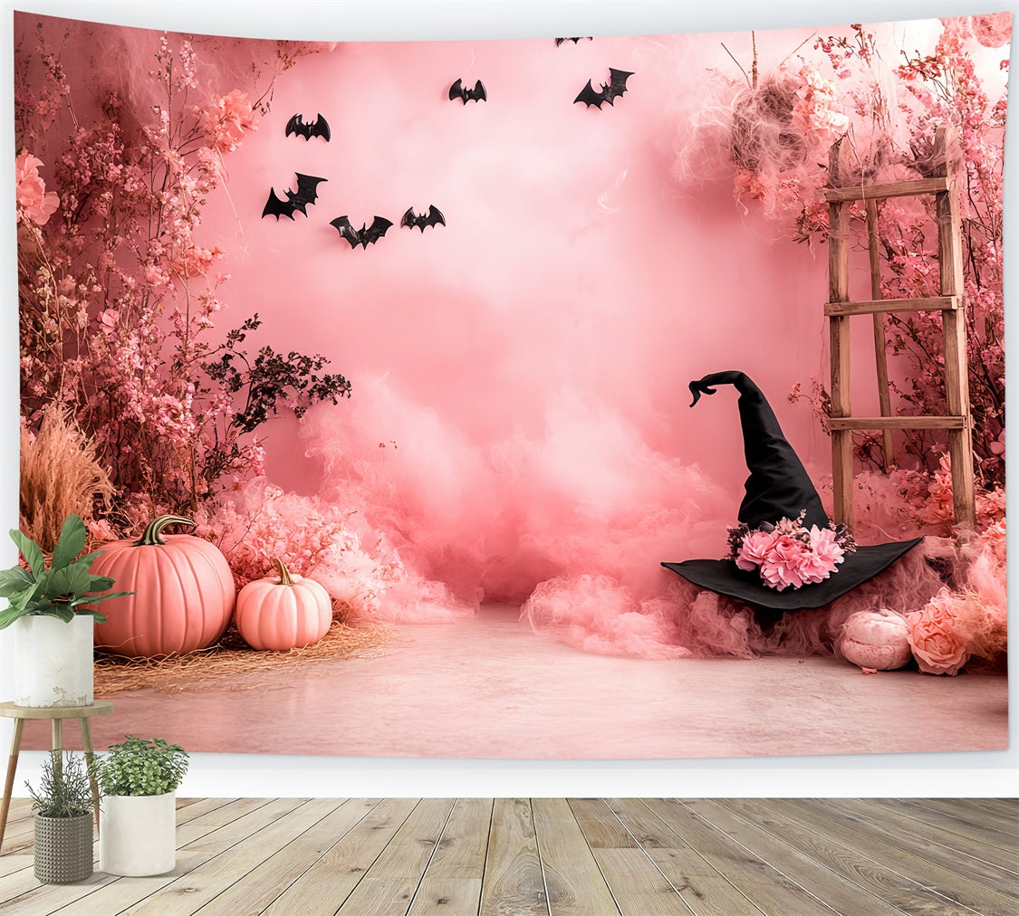Toile de fond Mur Halloween Jardin Sorcière Rose CSH6-87
