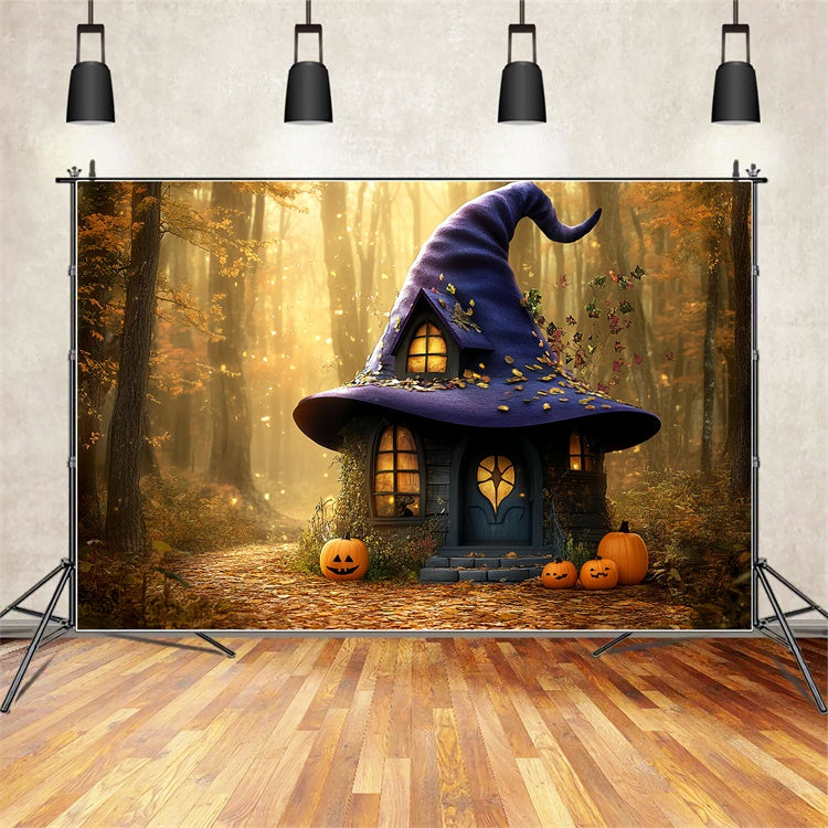 Toile de fond Forêt Hantée Hutte Sortilège Photo Halloween CSH6-88