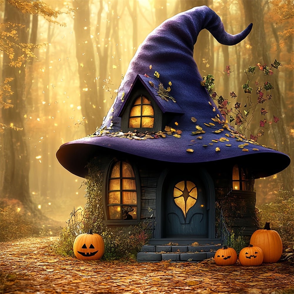 Toile de fond Forêt Hantée Hutte Sortilège Photo Halloween CSH6-88