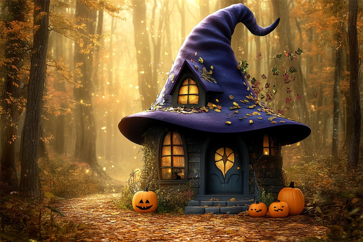 Toile de fond Forêt Hantée Hutte Sortilège Photo Halloween CSH6-88