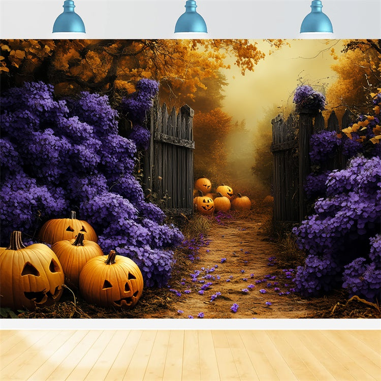 Toile de fond Photo Halloween Citrouille Florale Hantée CSH6-89