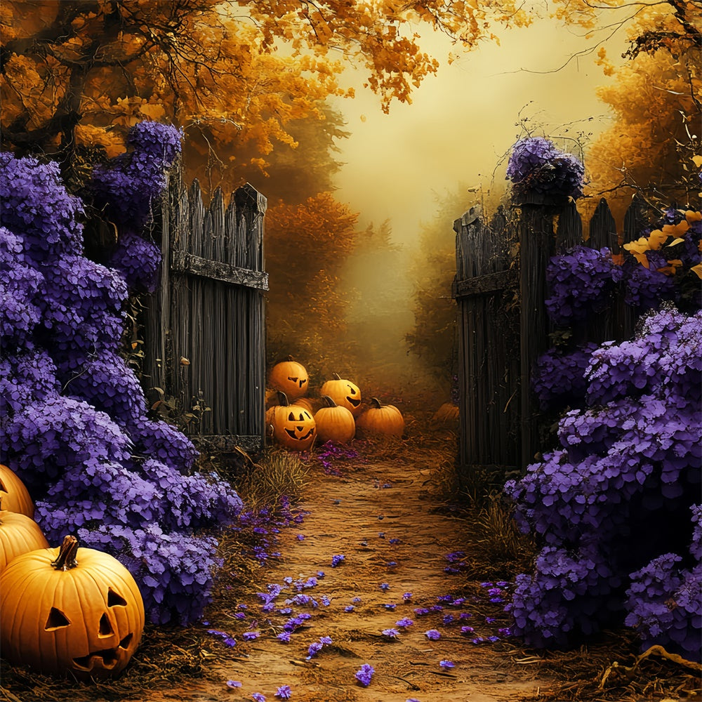 Toile de fond Photo Halloween Citrouille Florale Hantée CSH6-89