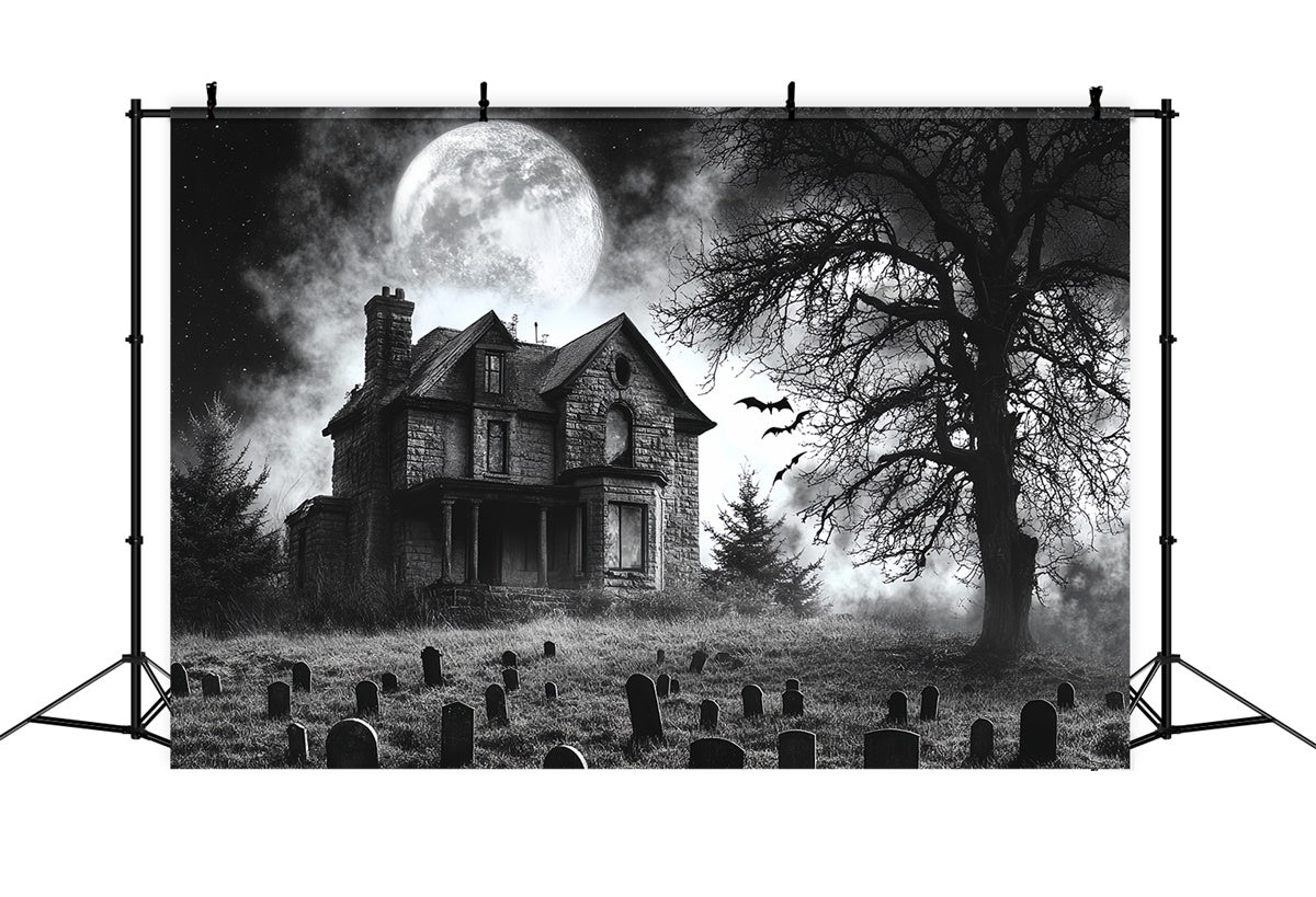 Toile de fond Cimetière Halloween Cimetière Hanté au Clair de Lune CSH6-94