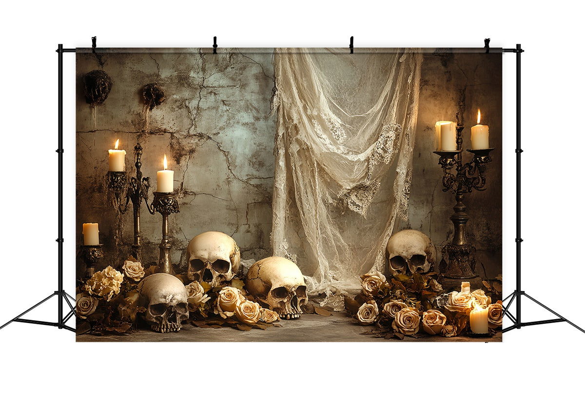 Toile de fond Halloween Effrayant Crânes Gothiques Rose CSH6-95