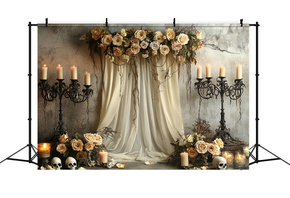 Toile de fond Halloween Effrayant Autel Crâne Rose Gothique CSH6-96