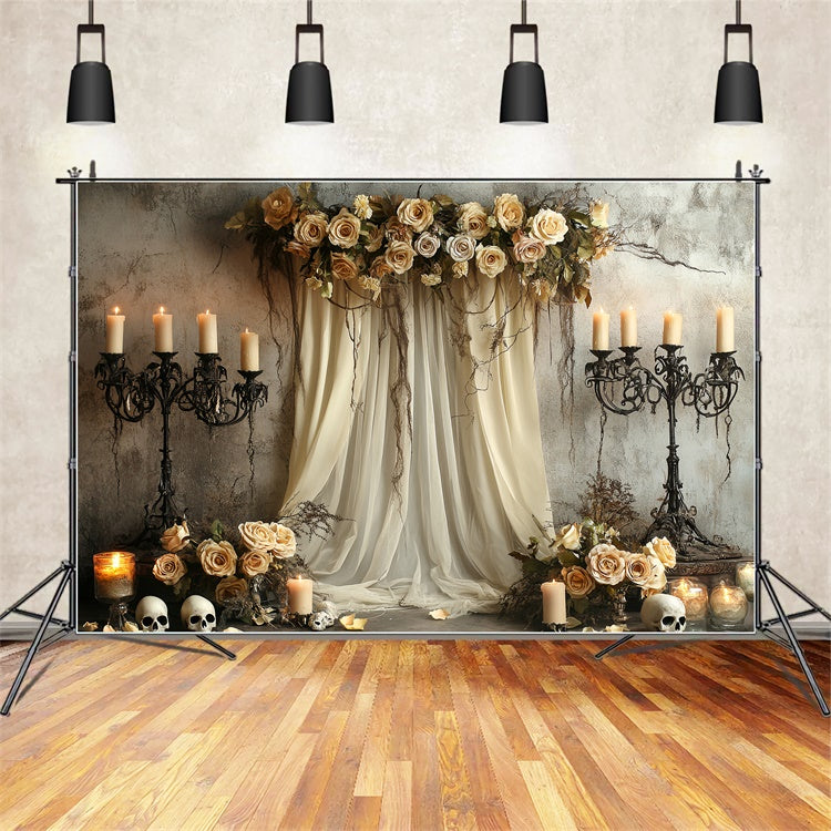Toile de fond Halloween Effrayant Autel Crâne Rose Gothique CSH6-96
