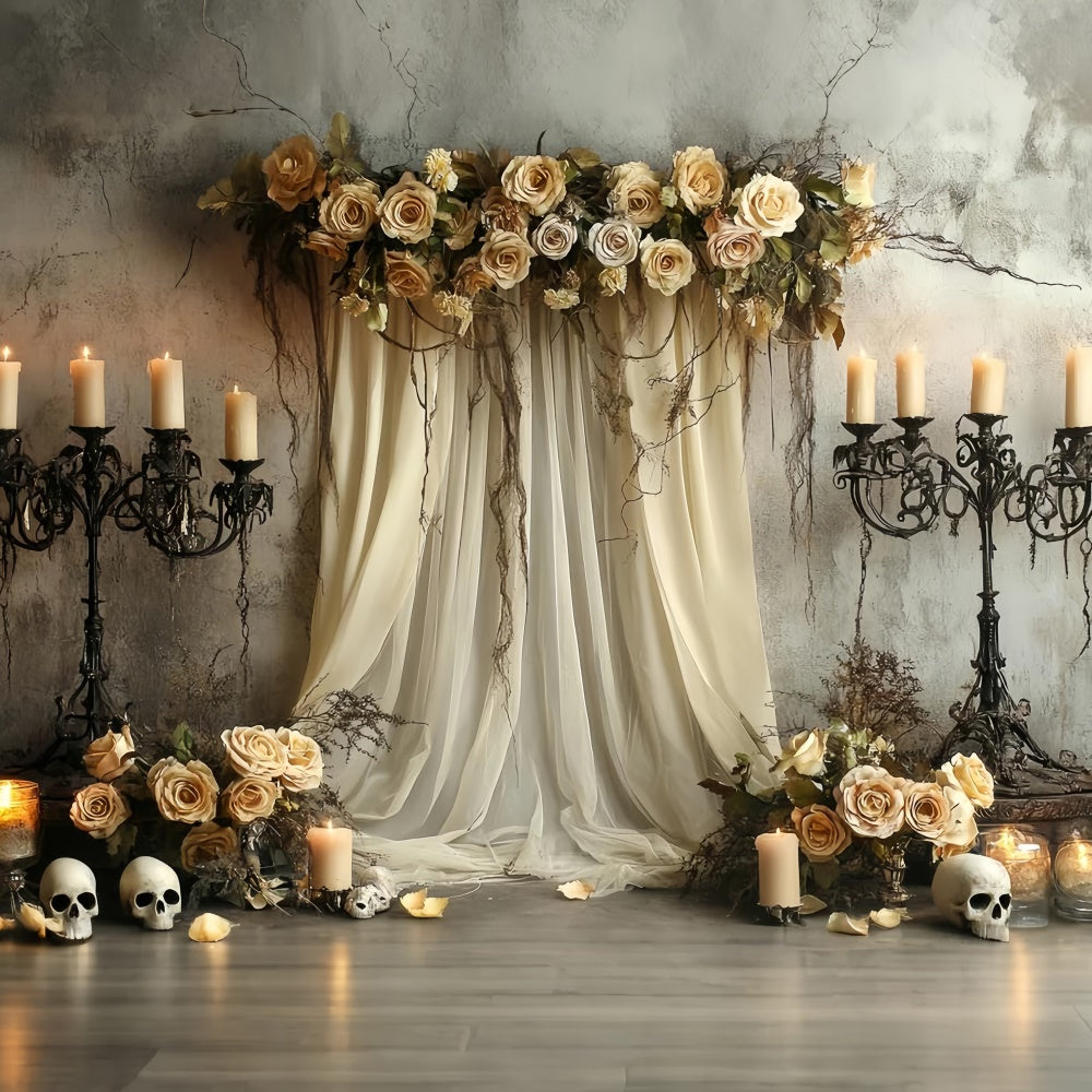 Toile de fond Halloween Effrayant Autel Crâne Rose Gothique CSH6-96