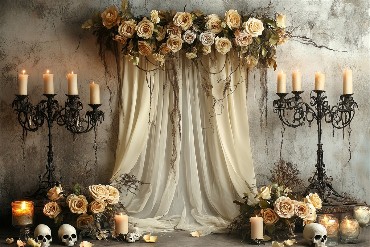 Toile de fond Halloween Effrayant Autel Crâne Rose Gothique CSH6-96