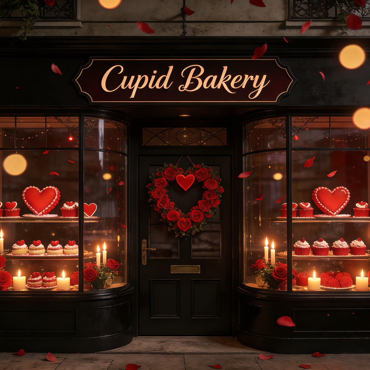 Fond Photo Saint-Valentin Vitrine Boulangerie Cupcakes CSH61-100